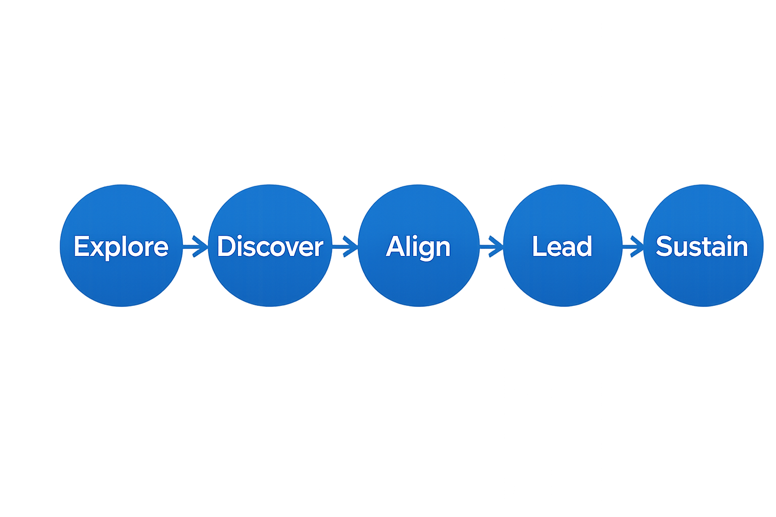 Flow diagram Explore Discover Align Lead Sustain-2