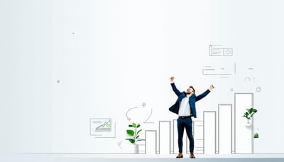 Illustration of a business owner achieving success with less effort Illustration of a business owner achieving success with less effort